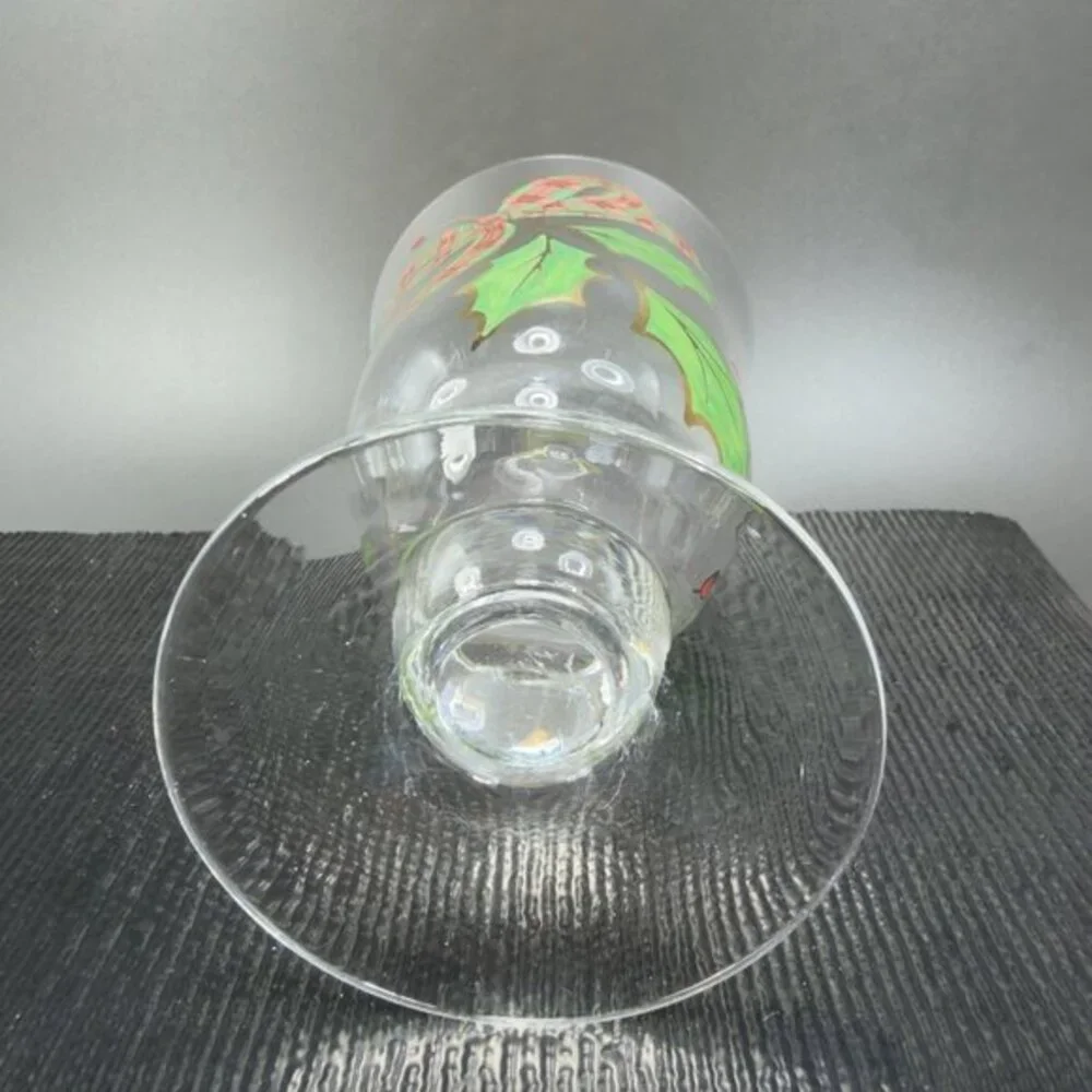 Lenox Holiday Plaid Ribbon Iced Tea Glass Footed Goblet‎ Cup Hand Painted Single